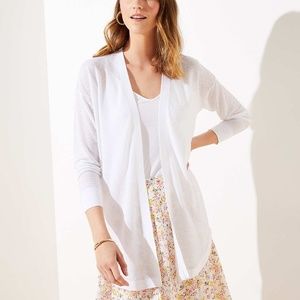LOFT White Shirttail Open Cardigan